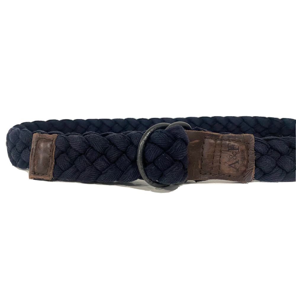 Abercrombie & Fitch Mens Belt Navy Blue Woven Braided Sz 30